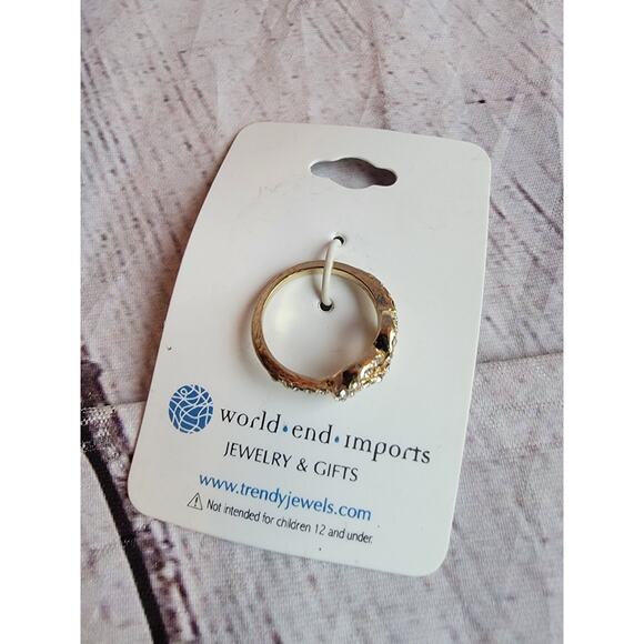 Gold Tone Infinity Gem Stone Ring New Size 6 - Picture 4 of 7